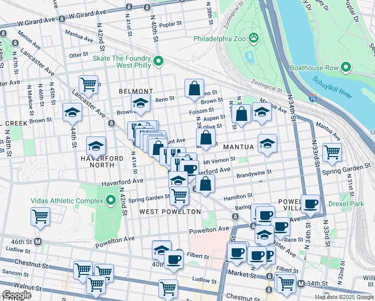 map of restaurants, bars, coffee shops, grocery stores, and more near 659 Union Street in Philadelphia
