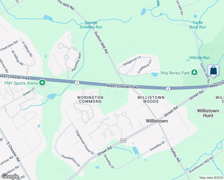 map of restaurants, bars, coffee shops, grocery stores, and more near 23 Midsummer Drive in West Chester