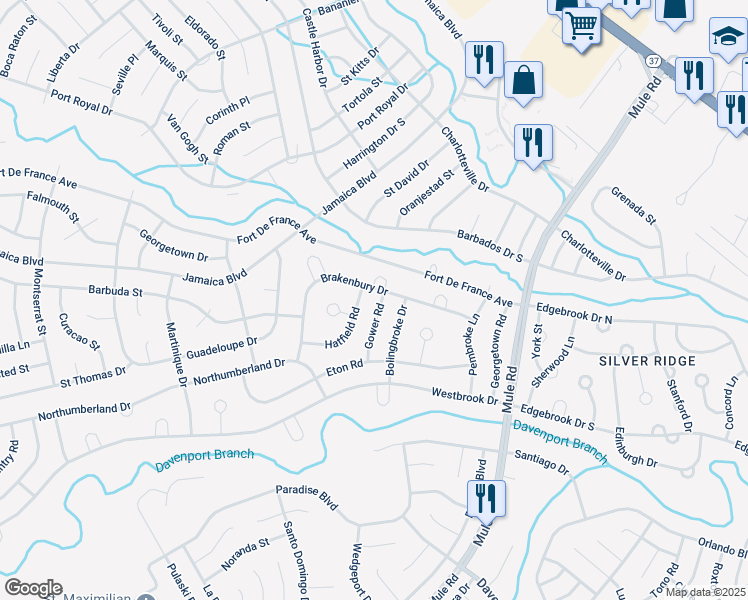 map of restaurants, bars, coffee shops, grocery stores, and more near 6 Gower Road in Toms River
