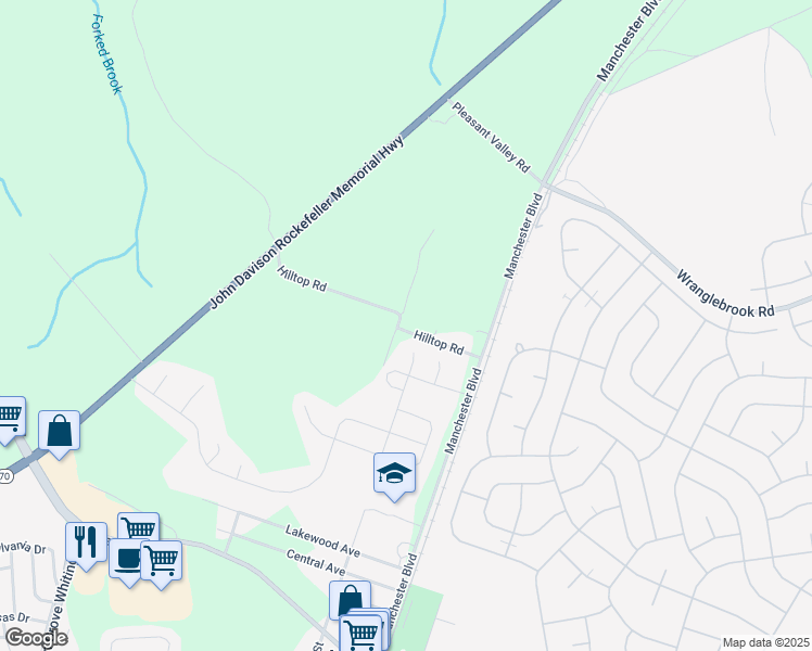 map of restaurants, bars, coffee shops, grocery stores, and more near 2174 Hilltop Road in Manchester Township