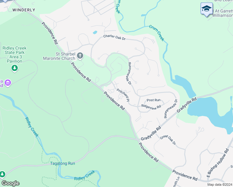 map of restaurants, bars, coffee shops, grocery stores, and more near 301 Pritchard Place in Newtown Square
