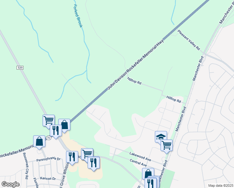map of restaurants, bars, coffee shops, grocery stores, and more near 1110 New Jersey 70 in Manchester Township