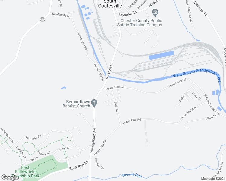 map of restaurants, bars, coffee shops, grocery stores, and more near 8 Birch Street in Coatesville