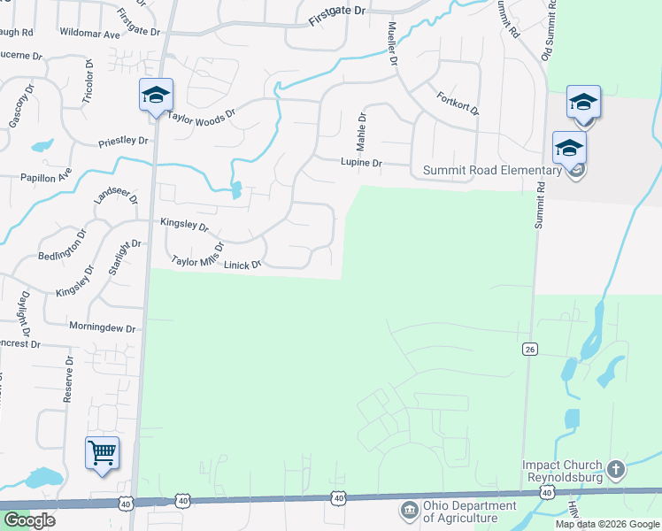 map of restaurants, bars, coffee shops, grocery stores, and more near 1198 Gladiolus Court in Reynoldsburg