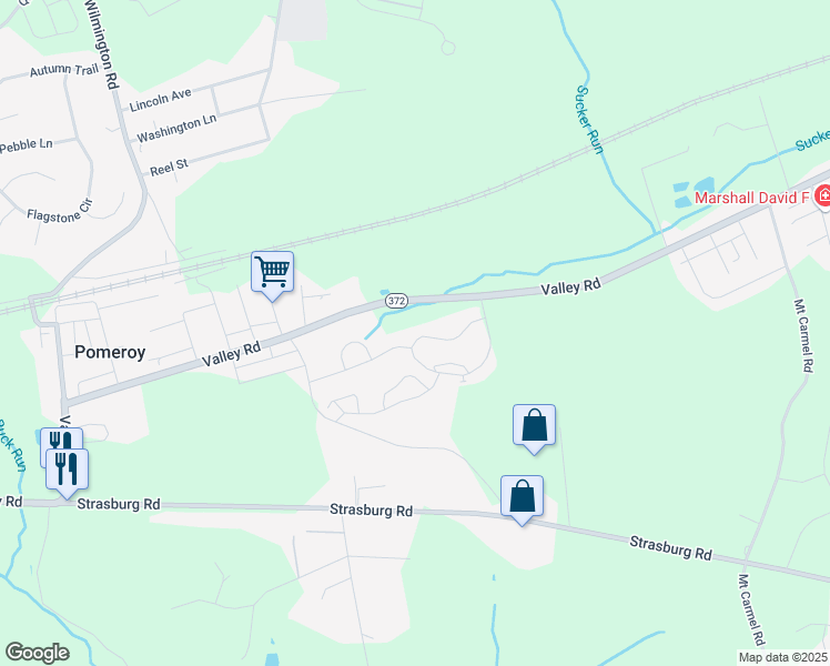 map of restaurants, bars, coffee shops, grocery stores, and more near 42 Marc Drive in Coatesville