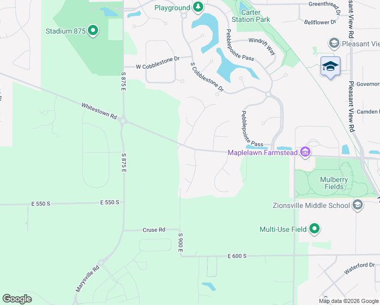 map of restaurants, bars, coffee shops, grocery stores, and more near 909 Cardinal Drive in Zionsville