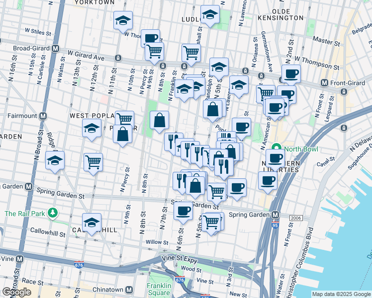 map of restaurants, bars, coffee shops, grocery stores, and more near 803 Hoffman Place in Philadelphia
