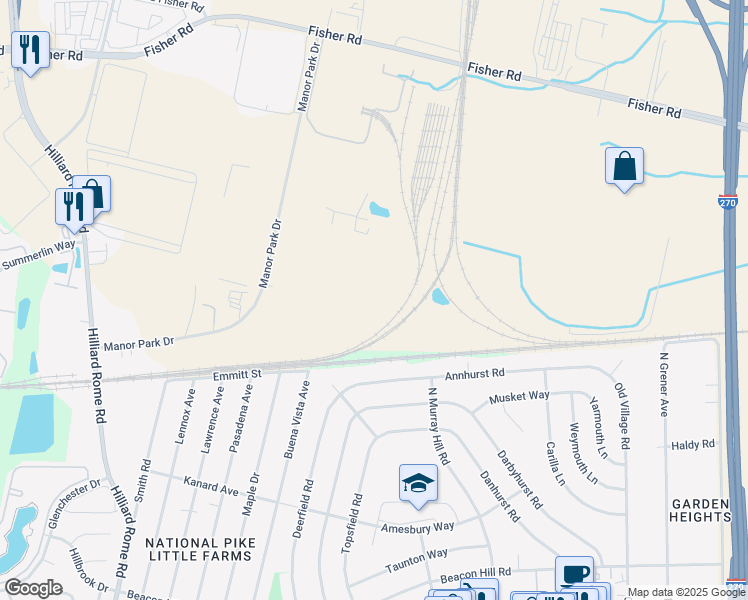 map of restaurants, bars, coffee shops, grocery stores, and more near 700 Manor Park Drive in Columbus