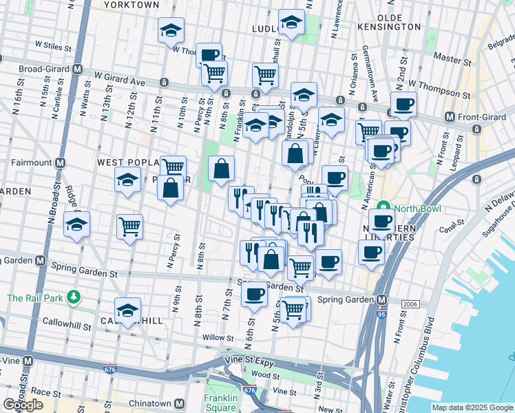 map of restaurants, bars, coffee shops, grocery stores, and more near 807 Hoffman Place in Philadelphia
