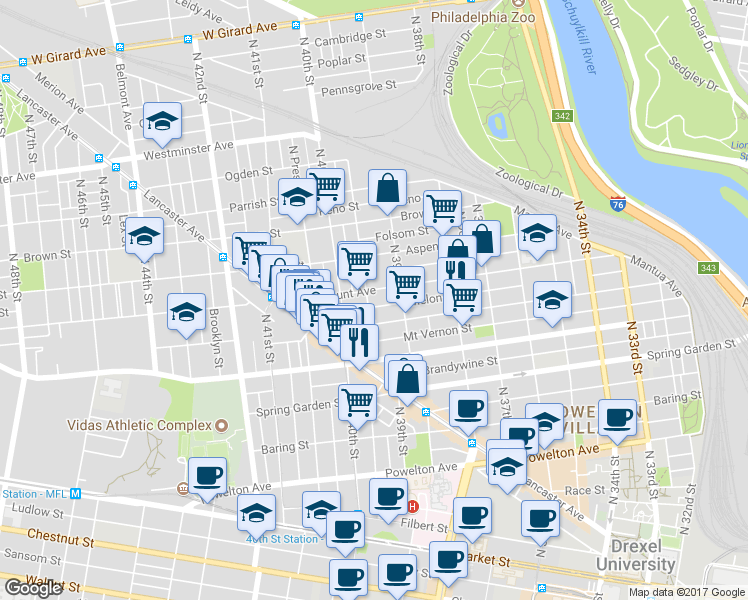 map of restaurants, bars, coffee shops, grocery stores, and more near 669 Union Street in Philadelphia