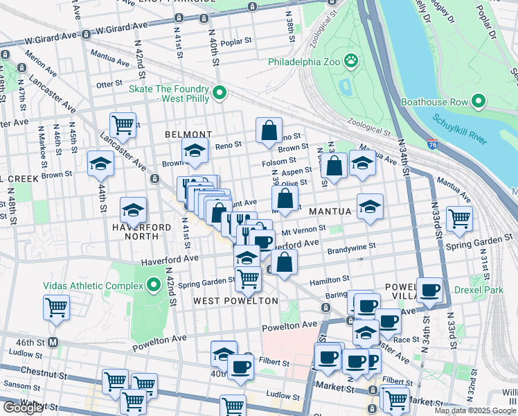 map of restaurants, bars, coffee shops, grocery stores, and more near 669 Union Street in Philadelphia