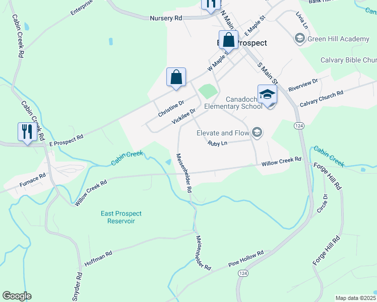 map of restaurants, bars, coffee shops, grocery stores, and more near 23 Meisenhelder Road in Wrightsville