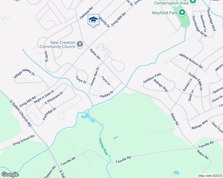 map of restaurants, bars, coffee shops, grocery stores, and more near 2720 Tara Lane in York