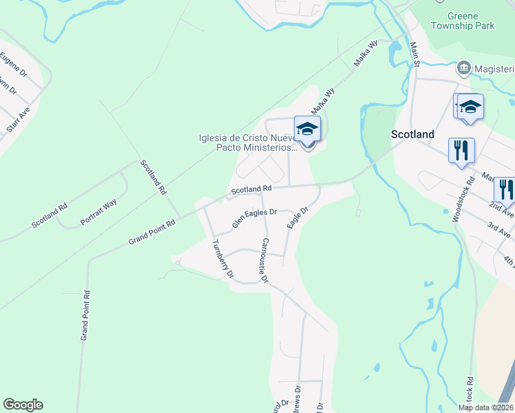 map of restaurants, bars, coffee shops, grocery stores, and more near 3534 Carnoustie Drive in Chambersburg