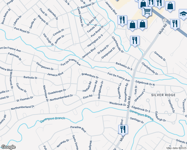 map of restaurants, bars, coffee shops, grocery stores, and more near 48 Gower Court in Toms River