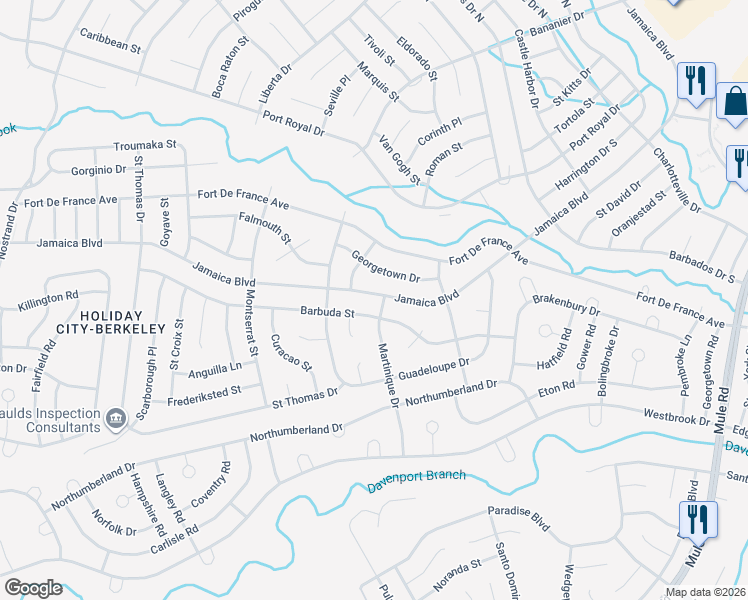 map of restaurants, bars, coffee shops, grocery stores, and more near 27 Georgetown Drive in Toms River