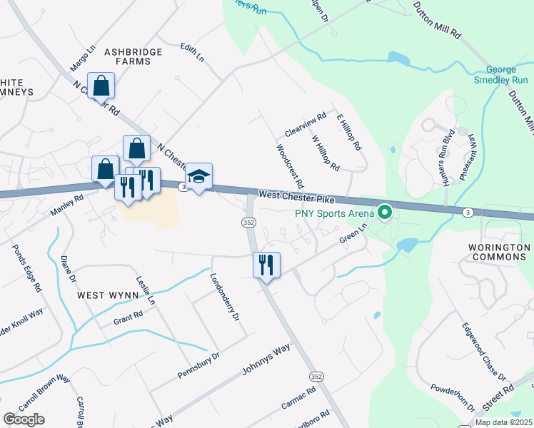 map of restaurants, bars, coffee shops, grocery stores, and more near 2736 Whittleby Court in West Chester