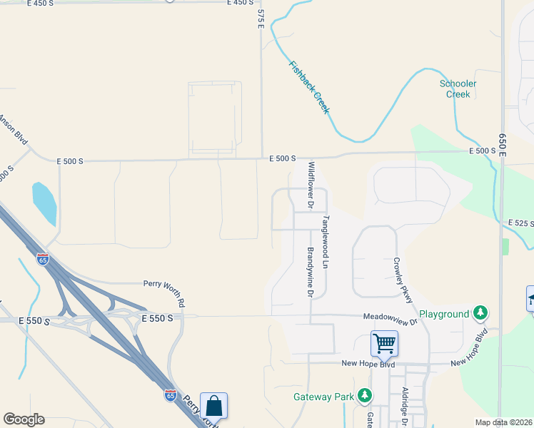 map of restaurants, bars, coffee shops, grocery stores, and more near 5785 East 500 South in Whitestown
