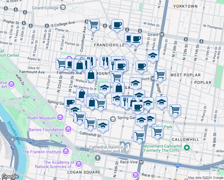 map of restaurants, bars, coffee shops, grocery stores, and more near 815 South 7th Street in Philadelphia