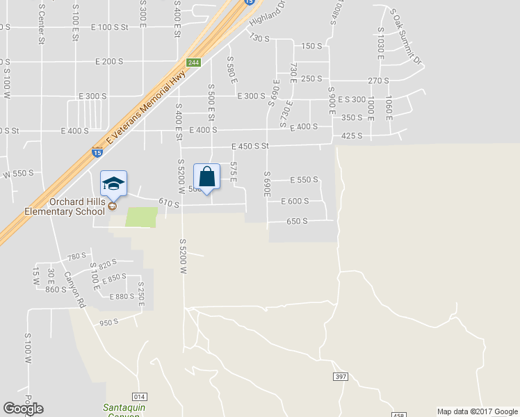 map of restaurants, bars, coffee shops, grocery stores, and more near 626 South 690 East in Santaquin