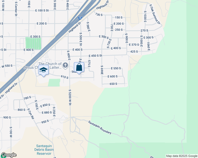 map of restaurants, bars, coffee shops, grocery stores, and more near 626 South 690 East in Santaquin