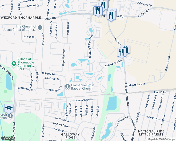 map of restaurants, bars, coffee shops, grocery stores, and more near 5416 Garden Ridge in Columbus
