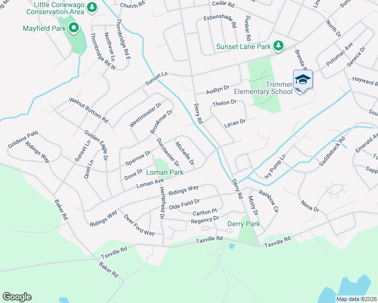 map of restaurants, bars, coffee shops, grocery stores, and more near 2736 Sparrow Drive in York