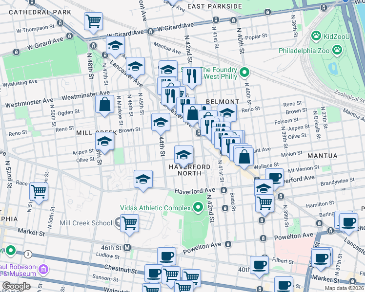 map of restaurants, bars, coffee shops, grocery stores, and more near 750 Brooklyn Street in Philadelphia