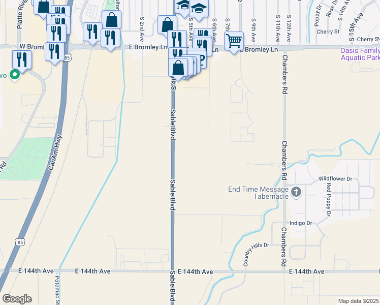 map of restaurants, bars, coffee shops, grocery stores, and more near 14820 Sable Boulevard in Brighton
