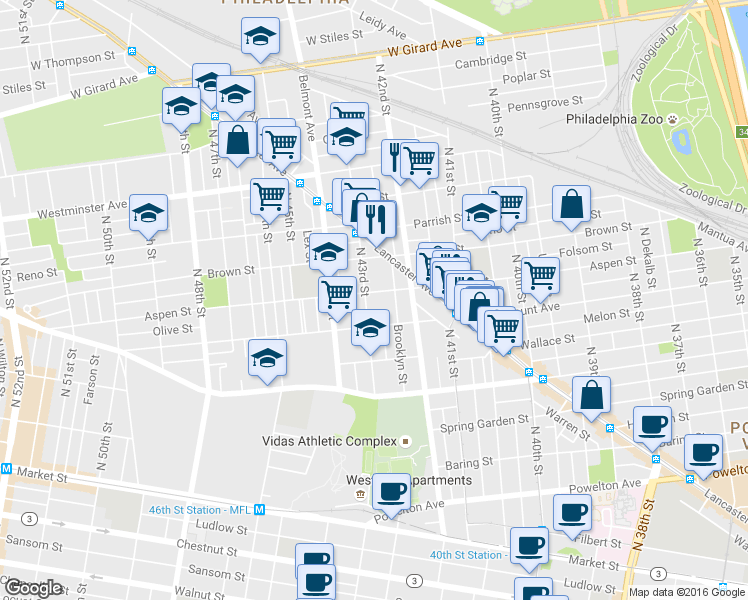 map of restaurants, bars, coffee shops, grocery stores, and more near 750 Brooklyn Street in Philadelphia