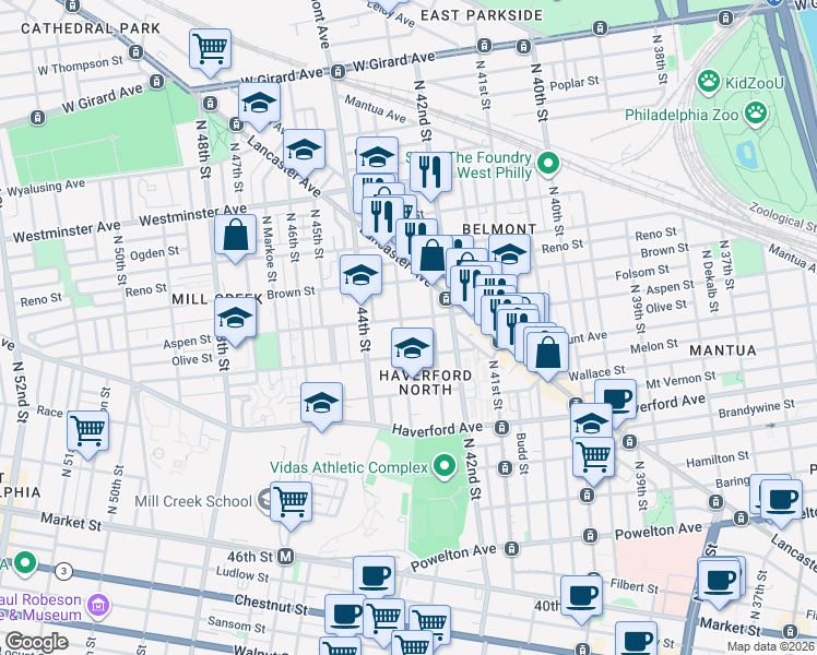 map of restaurants, bars, coffee shops, grocery stores, and more near 750 Brooklyn Street in Philadelphia
