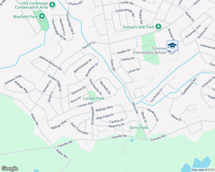 map of restaurants, bars, coffee shops, grocery stores, and more near 2736 Sparrow Drive in York