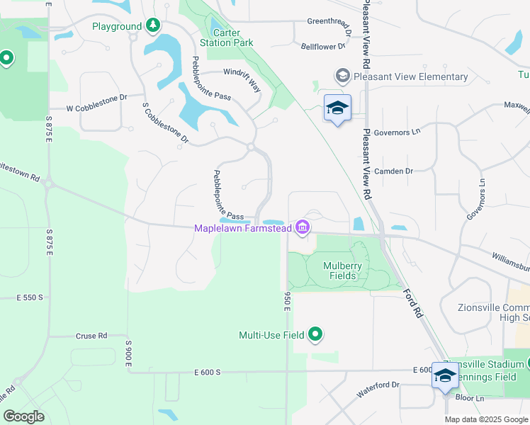 map of restaurants, bars, coffee shops, grocery stores, and more near 5141 South Cobblestone Drive in Zionsville