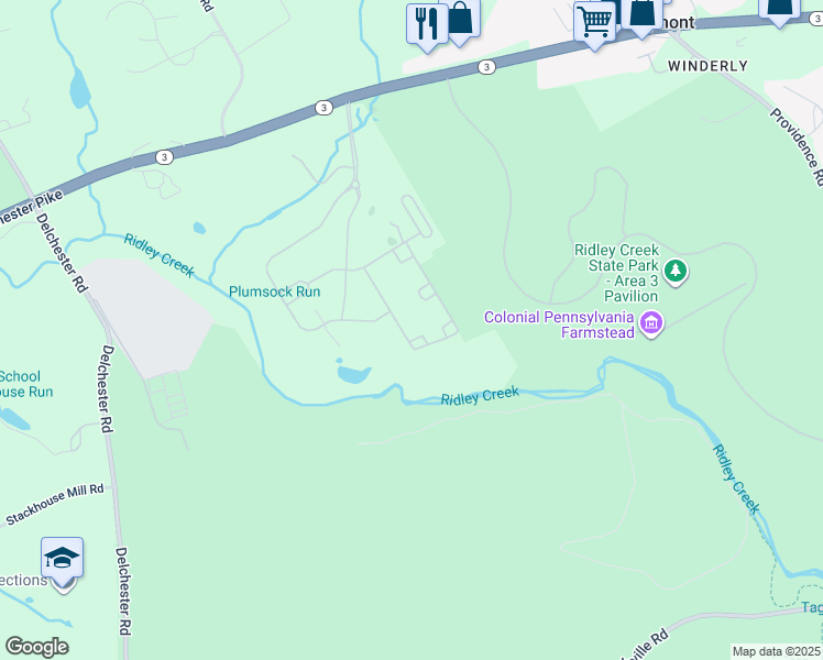map of restaurants, bars, coffee shops, grocery stores, and more near 613 Aaron Court in Newtown Square