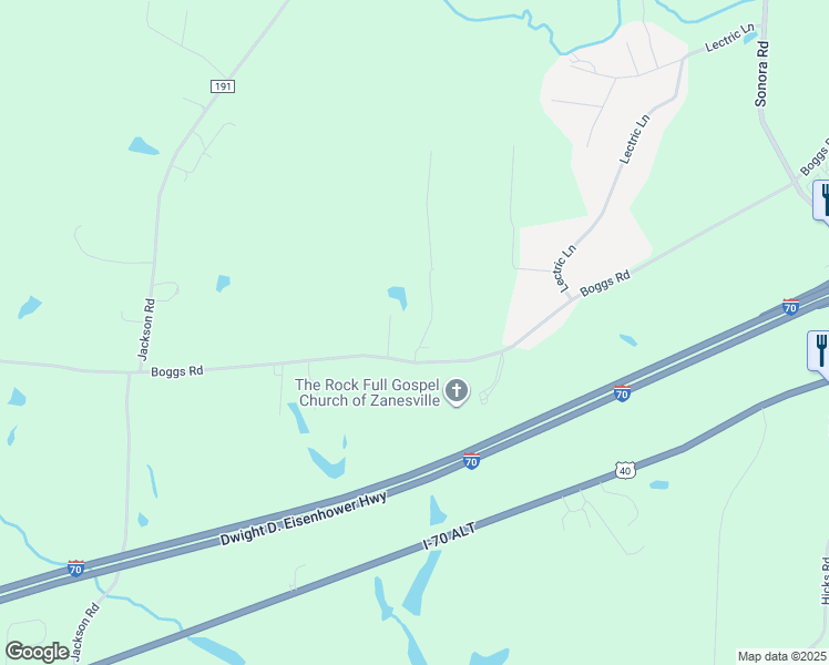 map of restaurants, bars, coffee shops, grocery stores, and more near 4075 Boggs Road in Zanesville