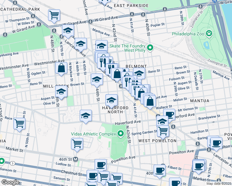 map of restaurants, bars, coffee shops, grocery stores, and more near 740 Brooklyn Street in Philadelphia