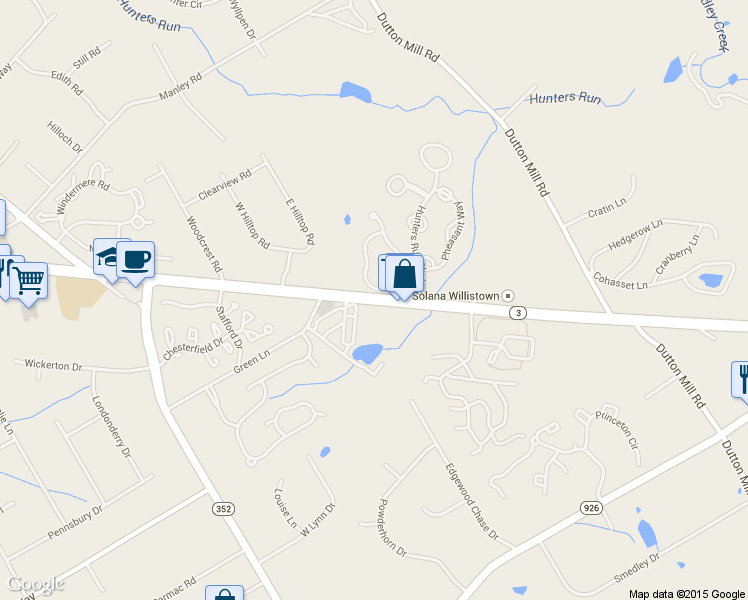 map of restaurants, bars, coffee shops, grocery stores, and more near 1645 Pennsylvania 3 in West Chester