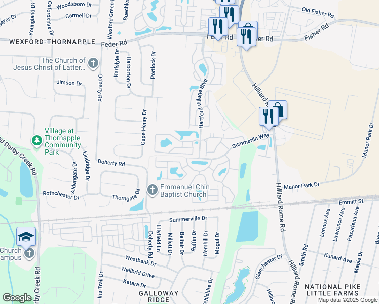 map of restaurants, bars, coffee shops, grocery stores, and more near 5412 Cypress Chase in Columbus