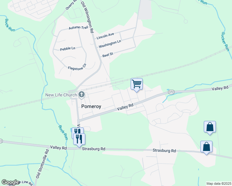 map of restaurants, bars, coffee shops, grocery stores, and more near 35 Helen Street in Parkesburg