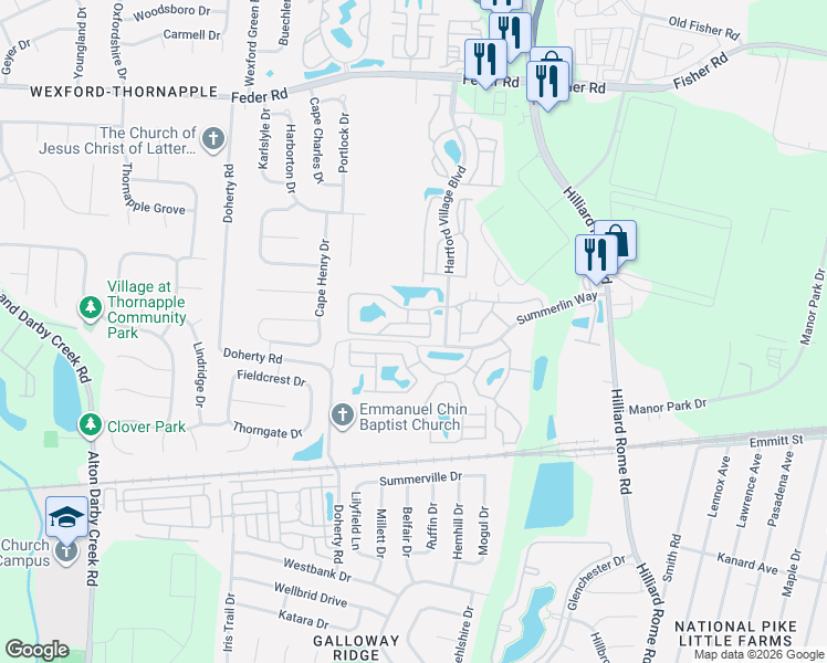 map of restaurants, bars, coffee shops, grocery stores, and more near 5416 Garden Ridge in Columbus