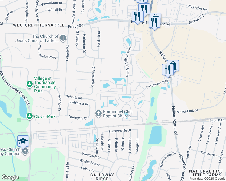 map of restaurants, bars, coffee shops, grocery stores, and more near 5536 Garden Ridge in Columbus