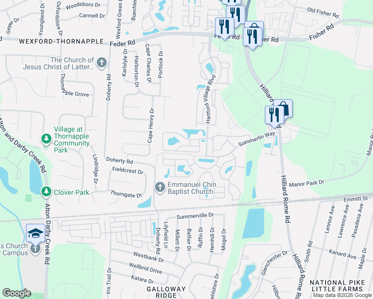map of restaurants, bars, coffee shops, grocery stores, and more near 5498 Cypress Chase in Columbus