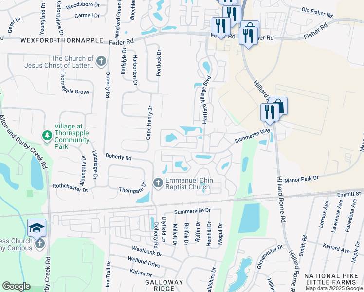 map of restaurants, bars, coffee shops, grocery stores, and more near 5536 Garden Ridge in Columbus