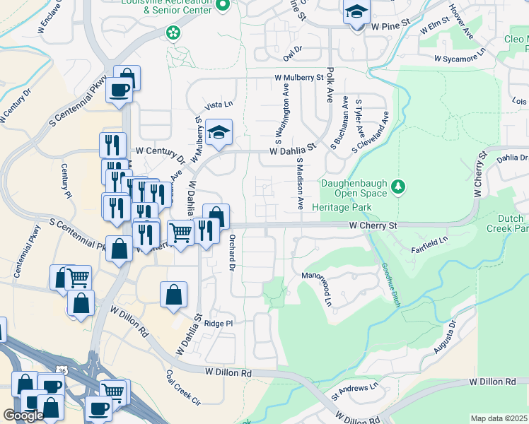 map of restaurants, bars, coffee shops, grocery stores, and more near 351 South Taft Court in Louisville