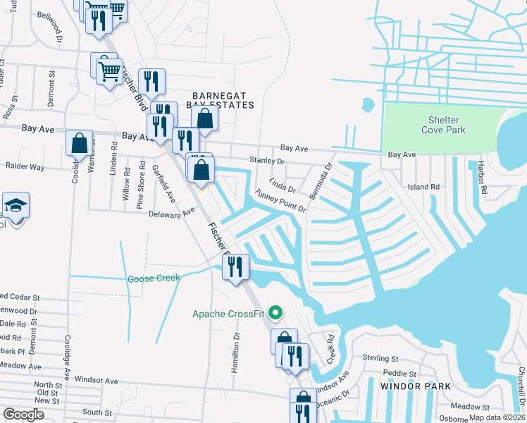 map of restaurants, bars, coffee shops, grocery stores, and more near 2531 Hiering Road in Toms River