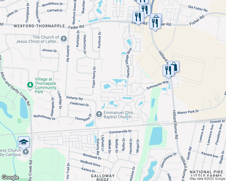 map of restaurants, bars, coffee shops, grocery stores, and more near 5536 Garden Ridge in Columbus