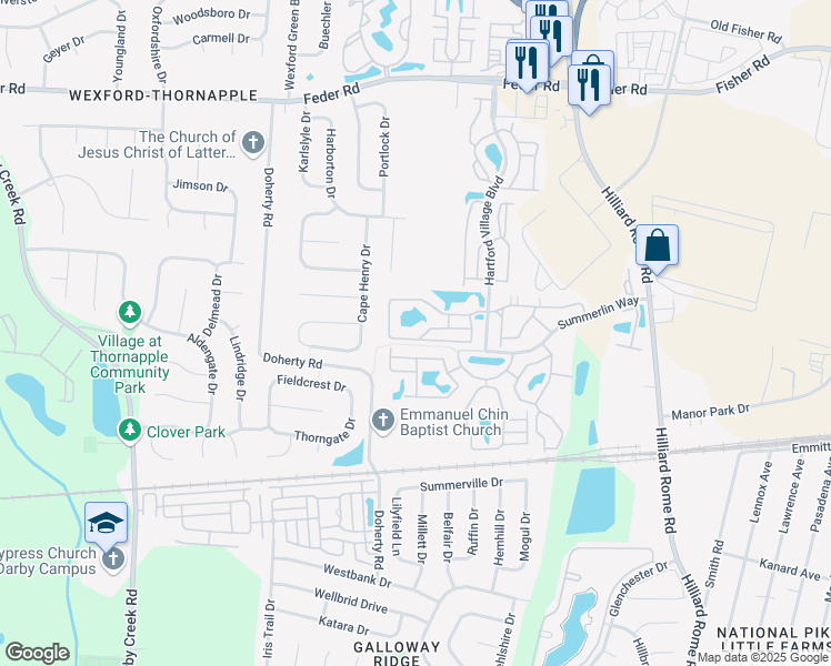 map of restaurants, bars, coffee shops, grocery stores, and more near 5536 Garden Ridge in Columbus