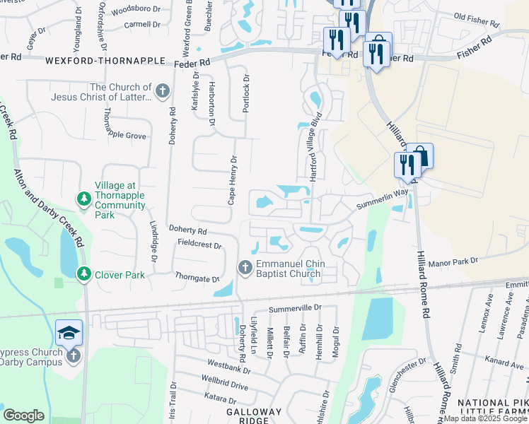 map of restaurants, bars, coffee shops, grocery stores, and more near 5536 Garden Ridge in Columbus
