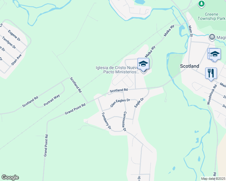map of restaurants, bars, coffee shops, grocery stores, and more near 3504 Scotland Road in Chambersburg