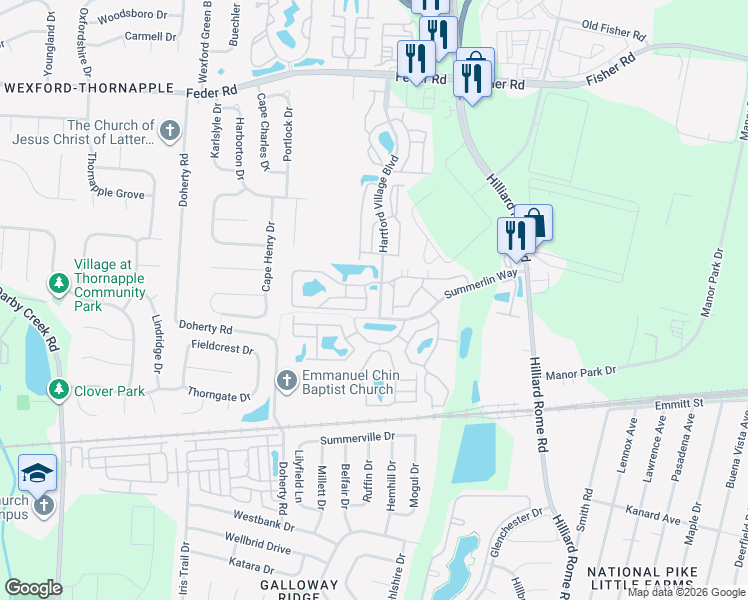 map of restaurants, bars, coffee shops, grocery stores, and more near 5365 Cypress Chase in Columbus